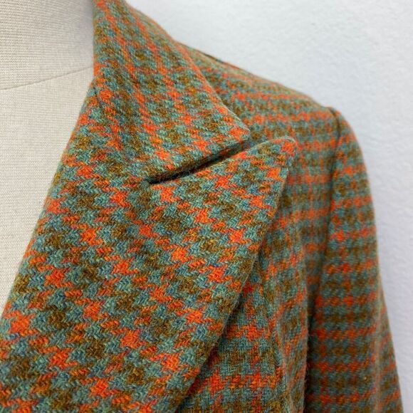 Vintage 60s Womans Wool Blazer Jacket Medium Herringbone Lined Academia Preppy - Picture 4 of 15